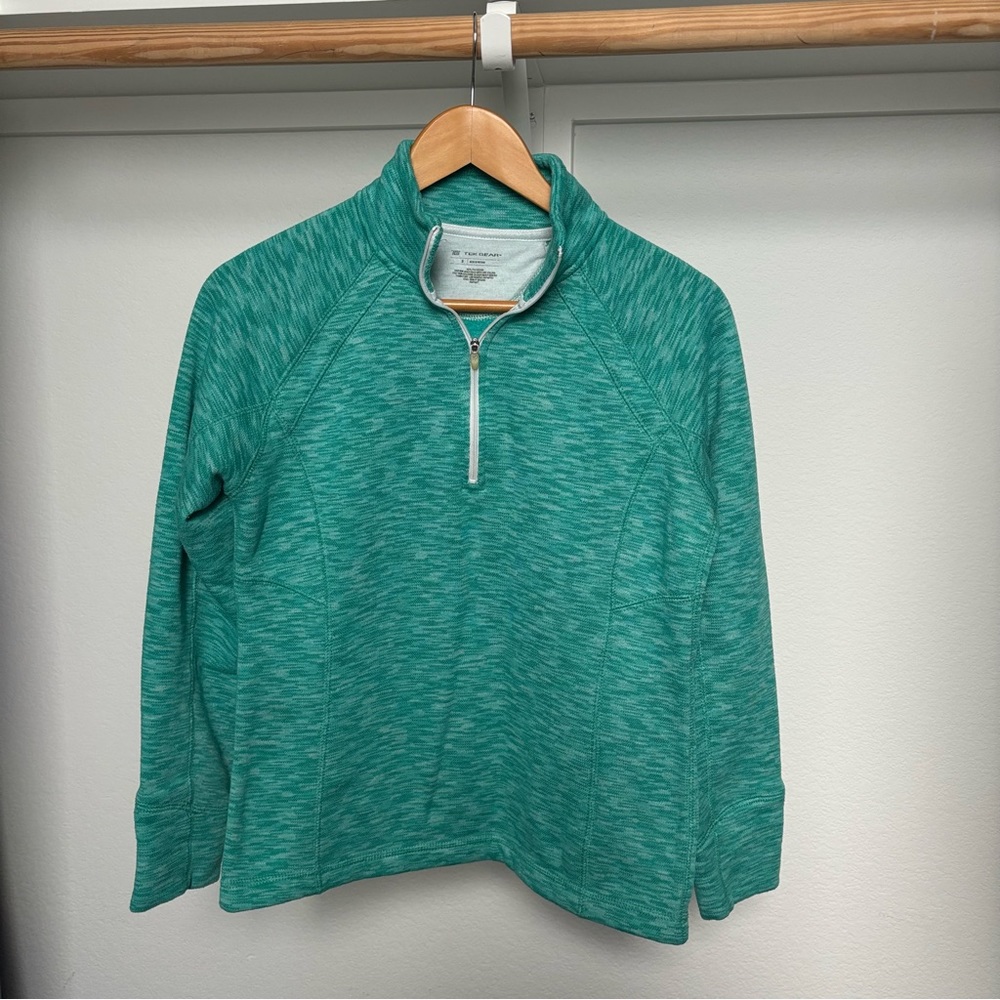 Tek Gear Fleece Turquoise Pullover Women Size S- Jacket- 1/4 zipper, Long Sleve